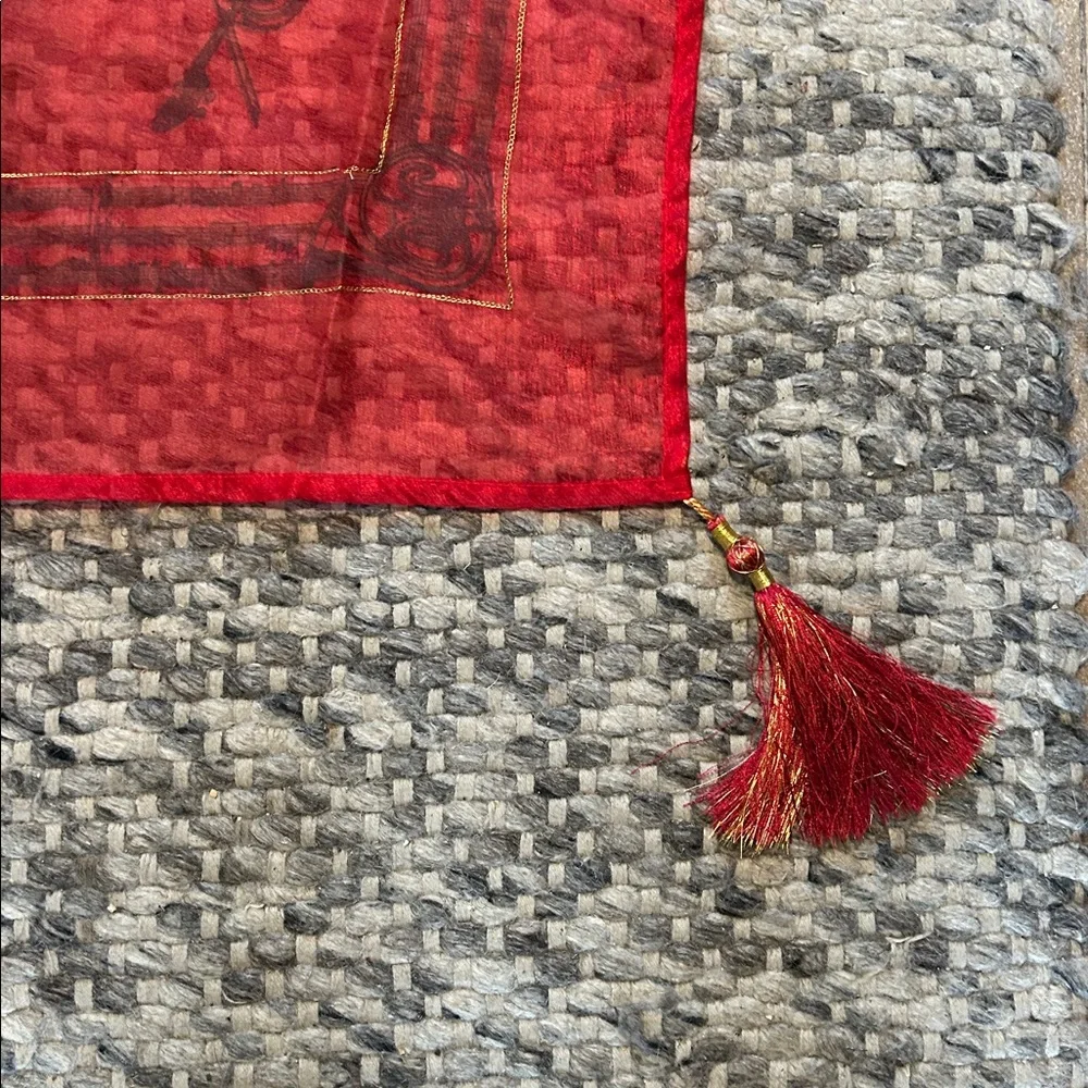 Unique Red Musical Square Scarf - Picture 2 of 7